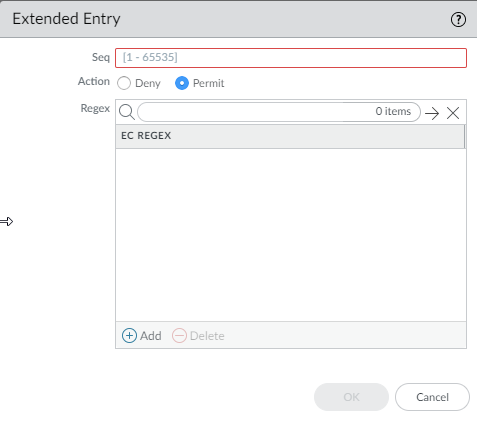 Extended Community List entry configuration.